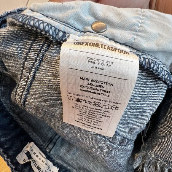 One x One Teaspoon High Waist Bonita Raw Hem Distressed Jean Shorts Sz 24 - Picture 9 of 13